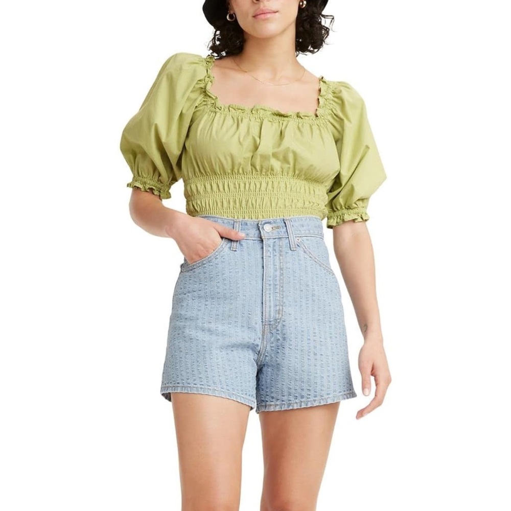 Levi's Olive Green Smocked Crop Top
